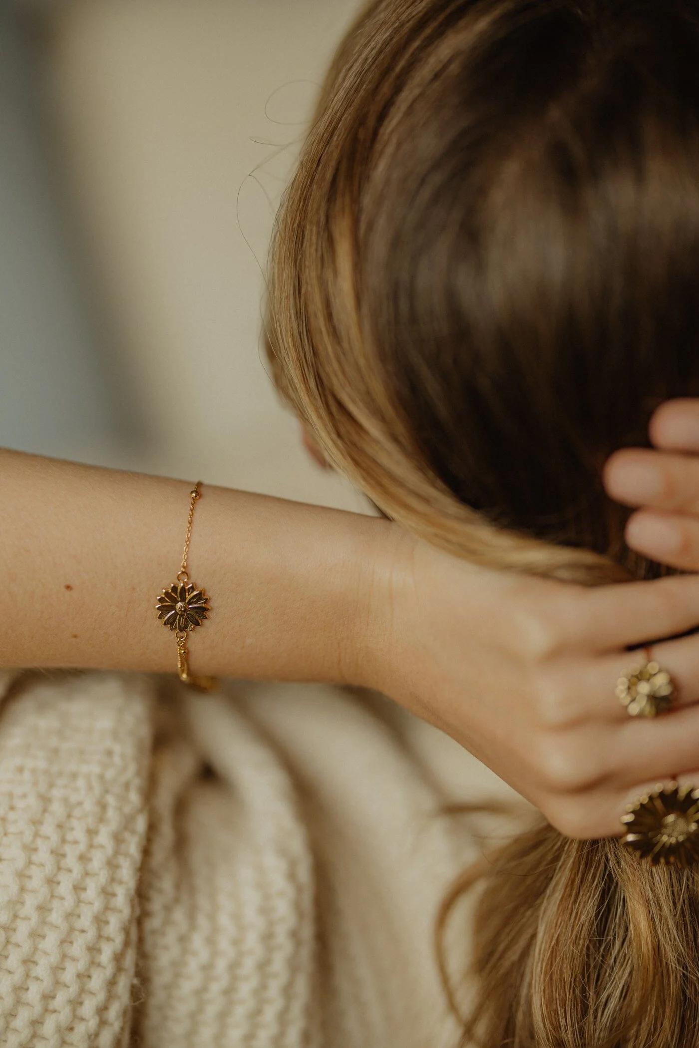 MAÏA - Bracelet fleur plaqué argent | Doré