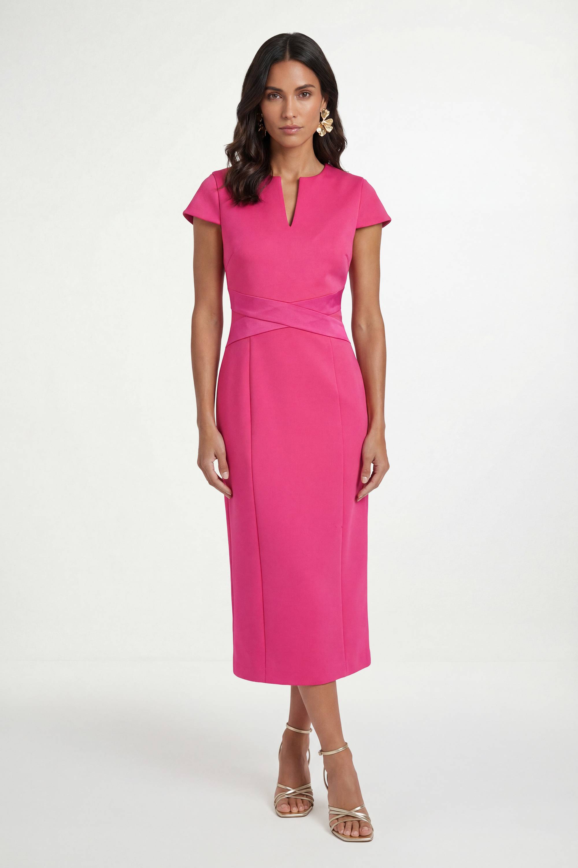 Wallis Robe Midi En Crêpe Scuba Avec Taille Portefeuille