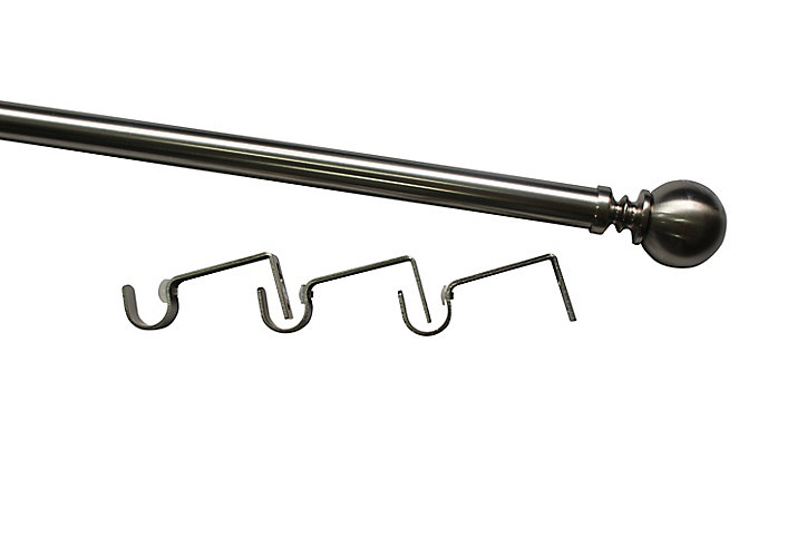 Kit de tringle à rideau extensible embout boule Athens GoodHome 120/210 cm, Ø25/28 mm gris