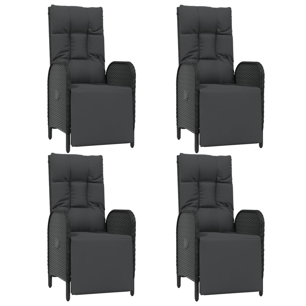 Mobilier à dîner de jardin et coussins 5 pièces noir résine tressée