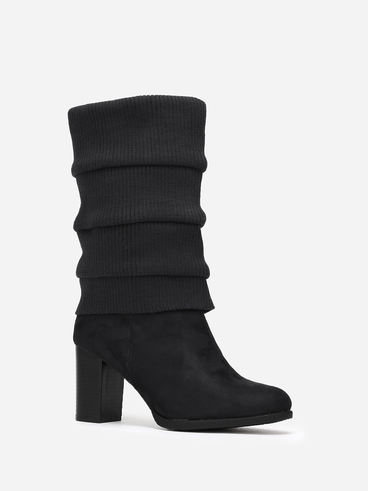 Bottes effet chaussettes plissées- Noir