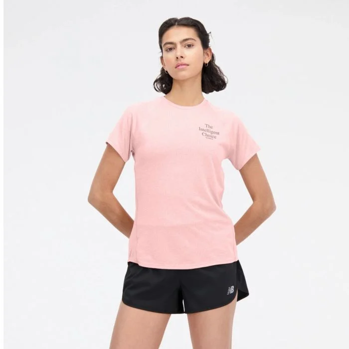 New Balance Dame T-shirts Printed Impact Run Short Sleeve Pink