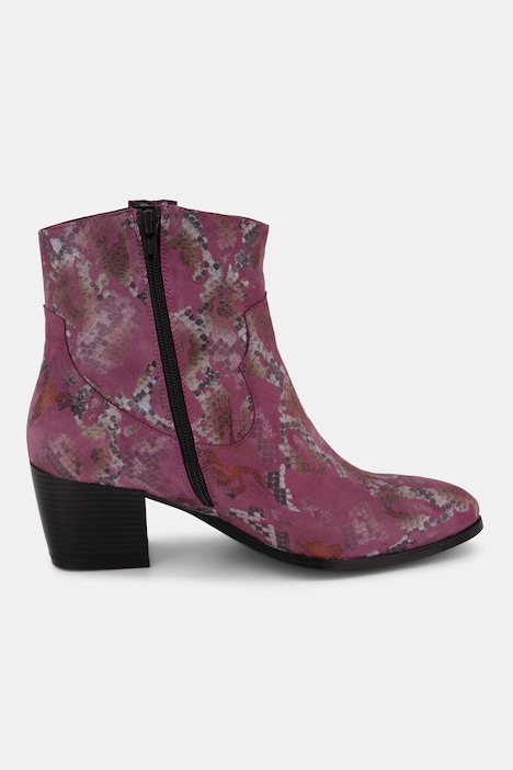 Leder-Stiefeletten, Schlangenlederoptik, Weite H