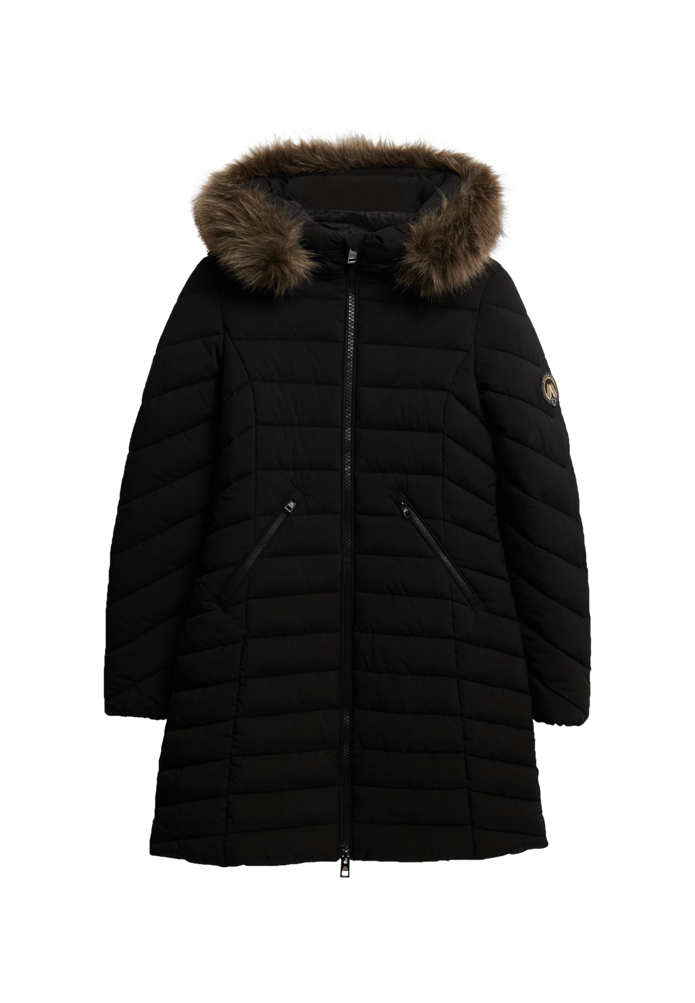 Superdry Steppjacke »FUJI FAUX FUR HOOD MID LENGTH« mitKapuze