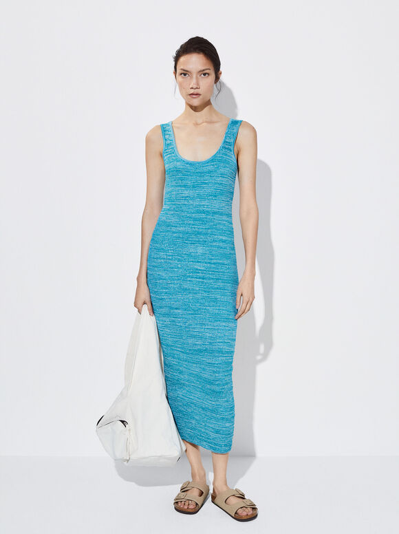 Vestido de malha ajustado - Azul