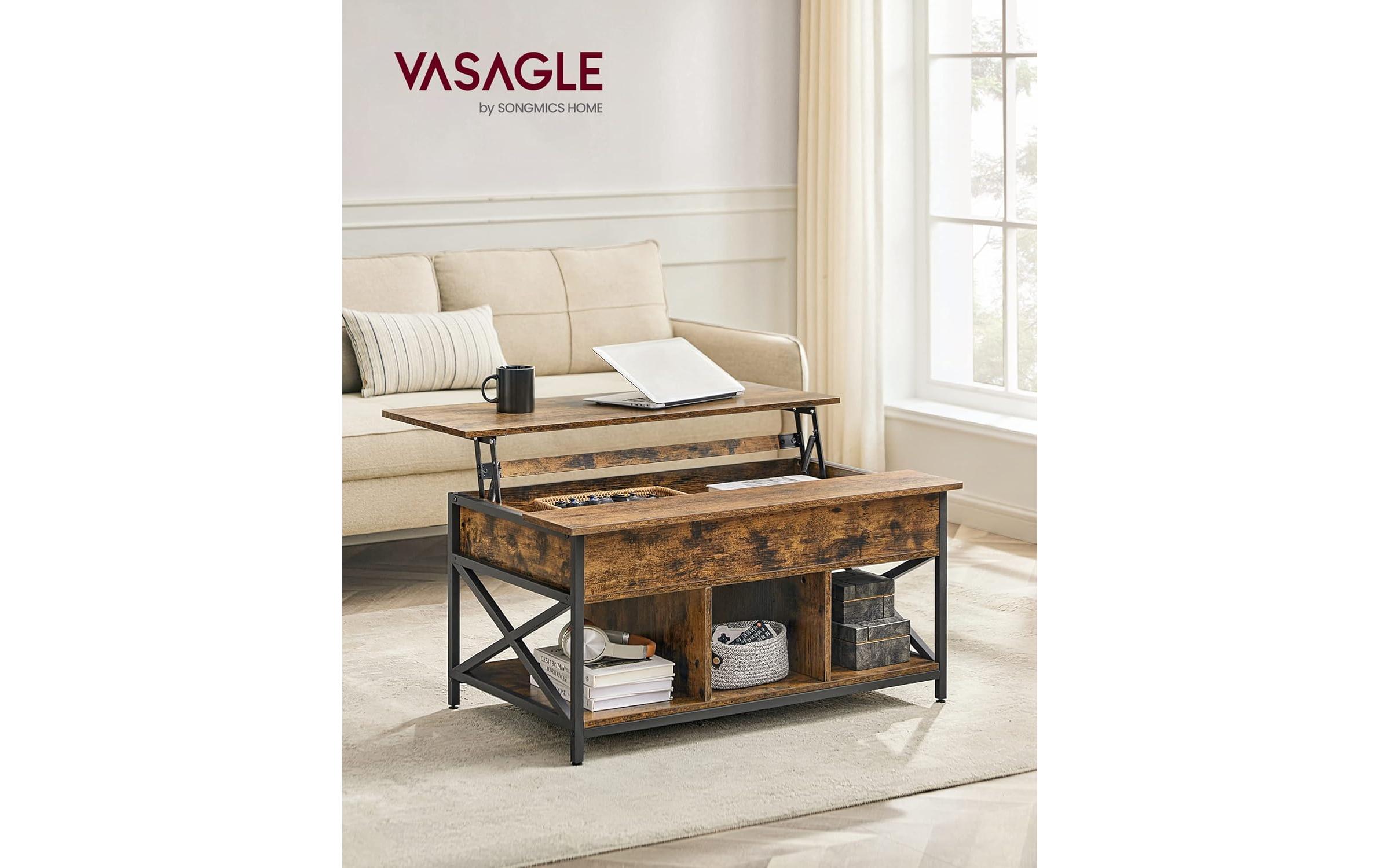 Couchtisch Industrial 100 x 48 cm/62 cm, Braun<br>Höhenverstellbarer Couchtisch