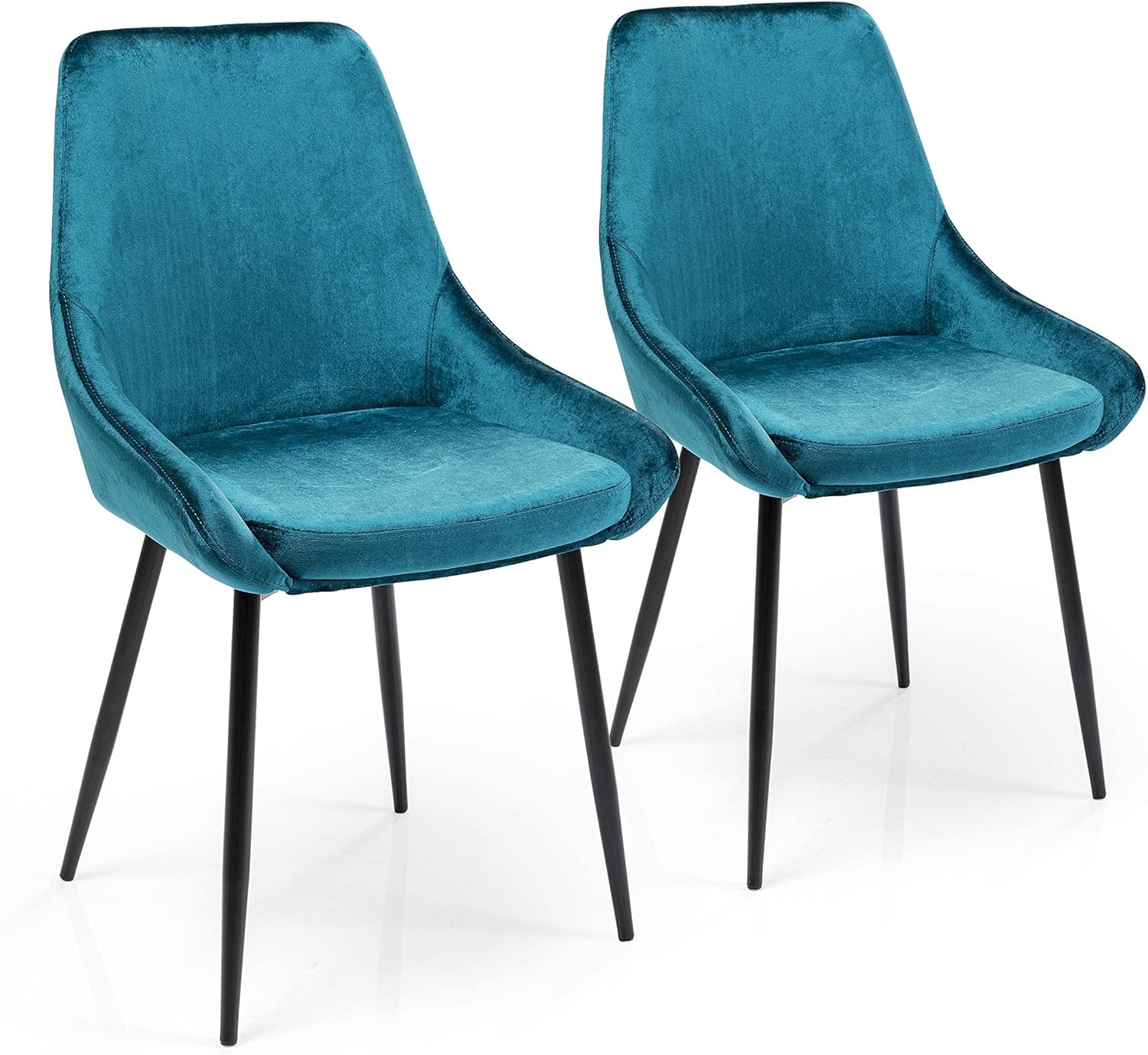 Kare Design Stuhl East Side 2er Set Petrol, Polsterstuhl, Esszimmerstuhl, Samptoptik, pflegeleichter Stoff, gemütlicher Stuhl, für Ess-, Wohn- oder Arbeitszimmer, (H/B/T) 83x48x57cm