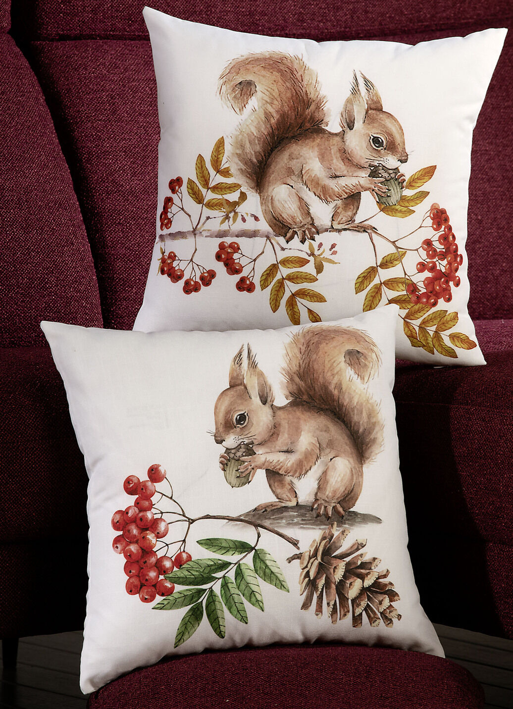 Kissenbezüge mit Eichhörnchen-Motiven