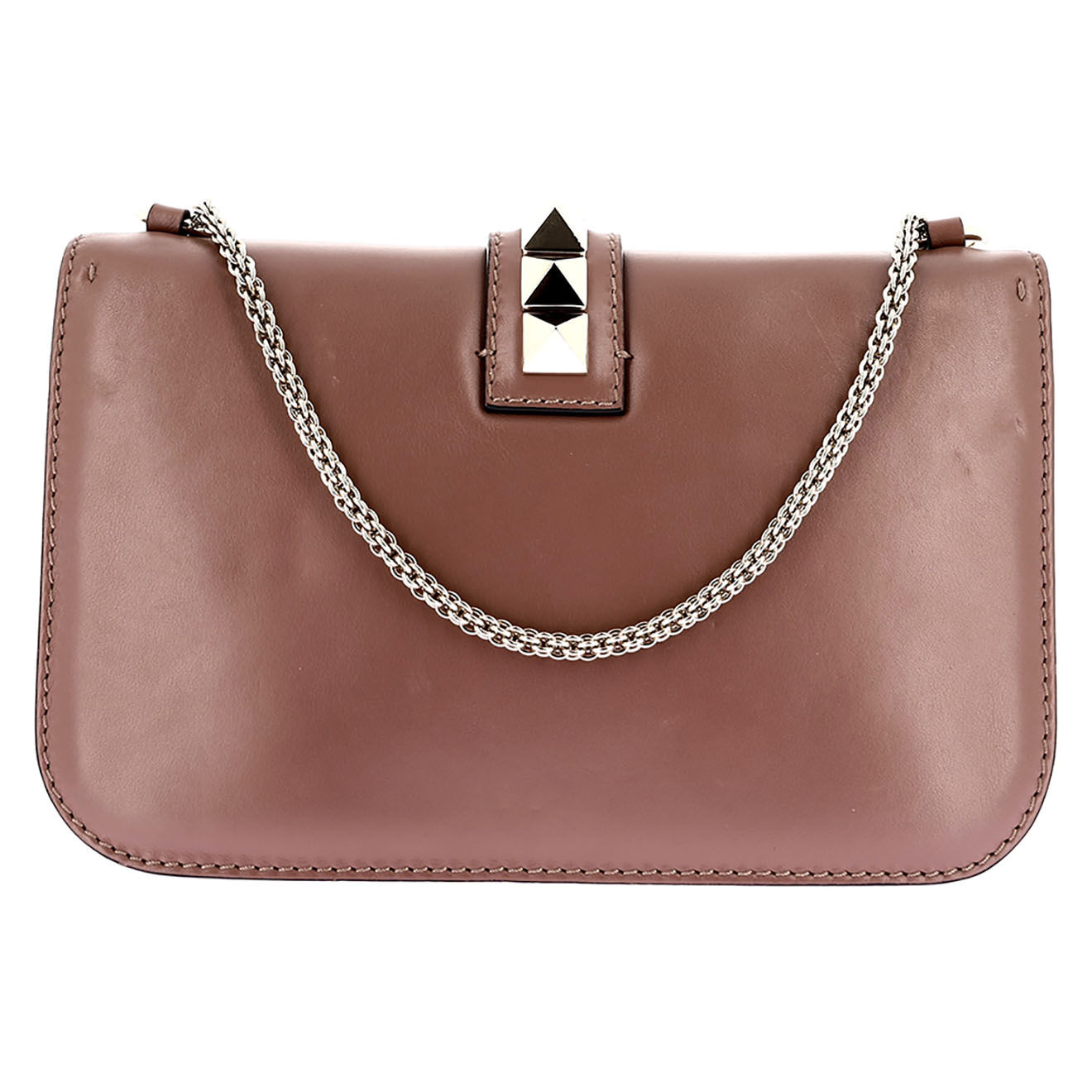 Valentino Sac bandoulière Glam Lock en Cuir marron - Très bon état - L.27 cm