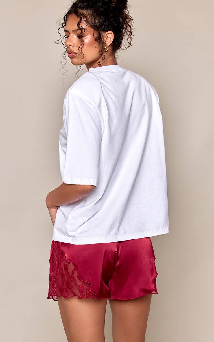 Rouge Vin Short En Satin À Lacets Avec Cordon De Serrage