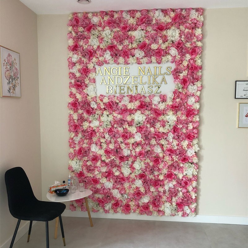 (45x65cm) Kunstblumen Wand Party Deko Rosen Photo Booth Blumenwand - Weiss
