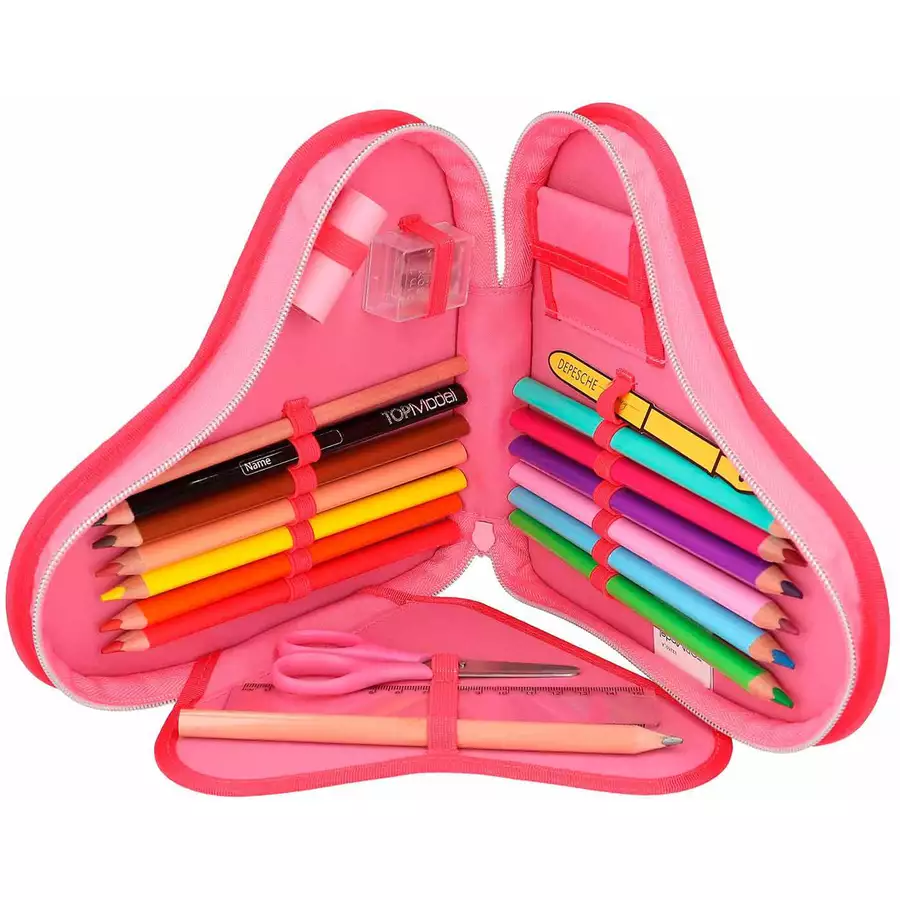 Depesche Herz-Federtasche mit Stifte TOPModel 25 x 20 cm pink
