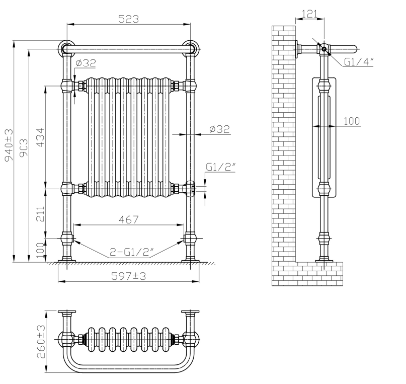 Eastbrook Isbourne klassieke radiator 94x60cm Chroom 732 watt