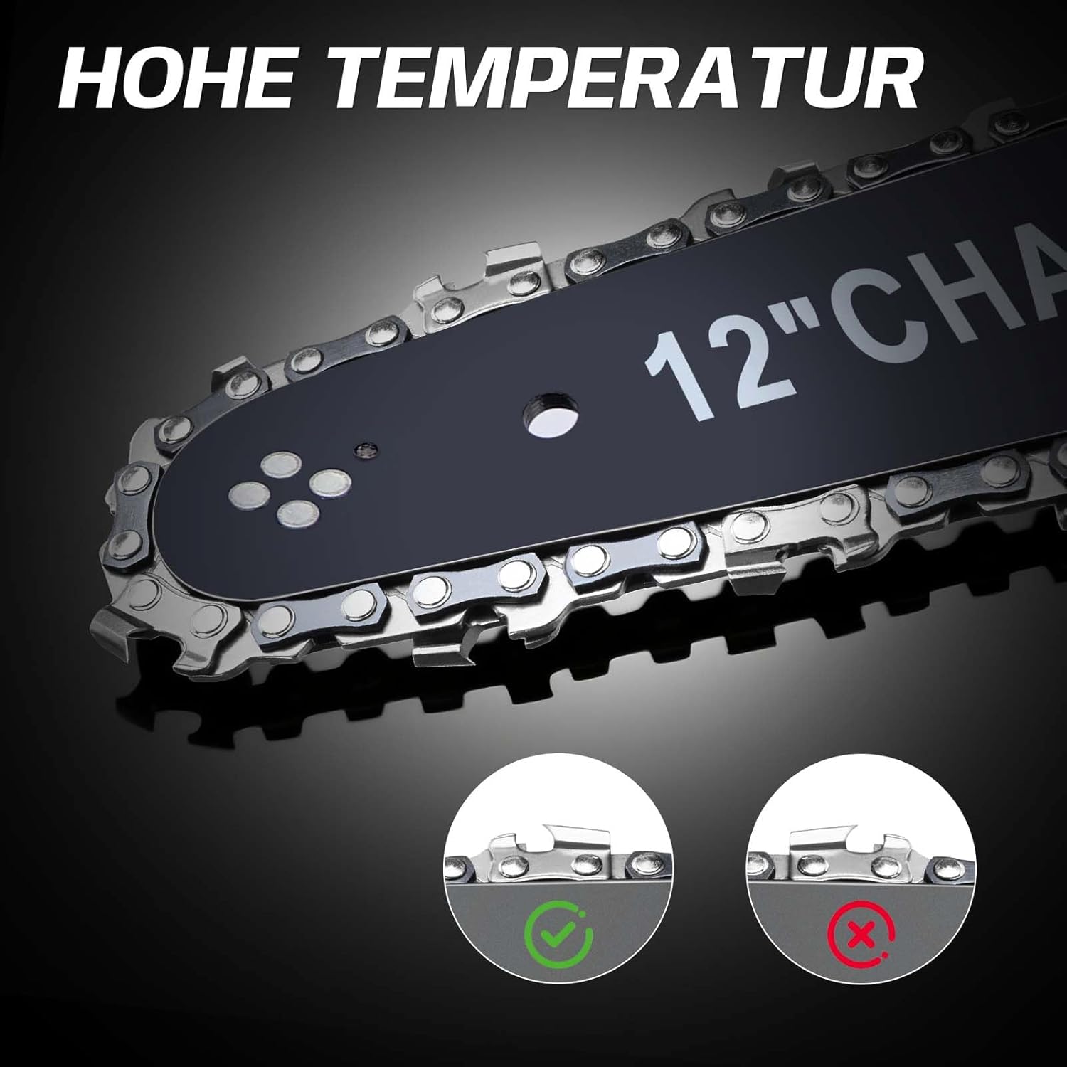 Akku Kettensäge 12 Zoll, 2x4000mAh Elektro Kettensäge | 1000W Bürstenloser Motor | Kompatibel mit Makita 18V Akku | Automatische Kettenschmierung | Werkzeuglose Kettenspannung | 30cm Schwertlänge