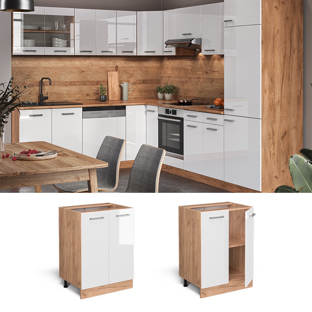 Vicco Unterschrank Küchenschrank Küchenzeile R-Line 60 cm Goldkraft Weiß