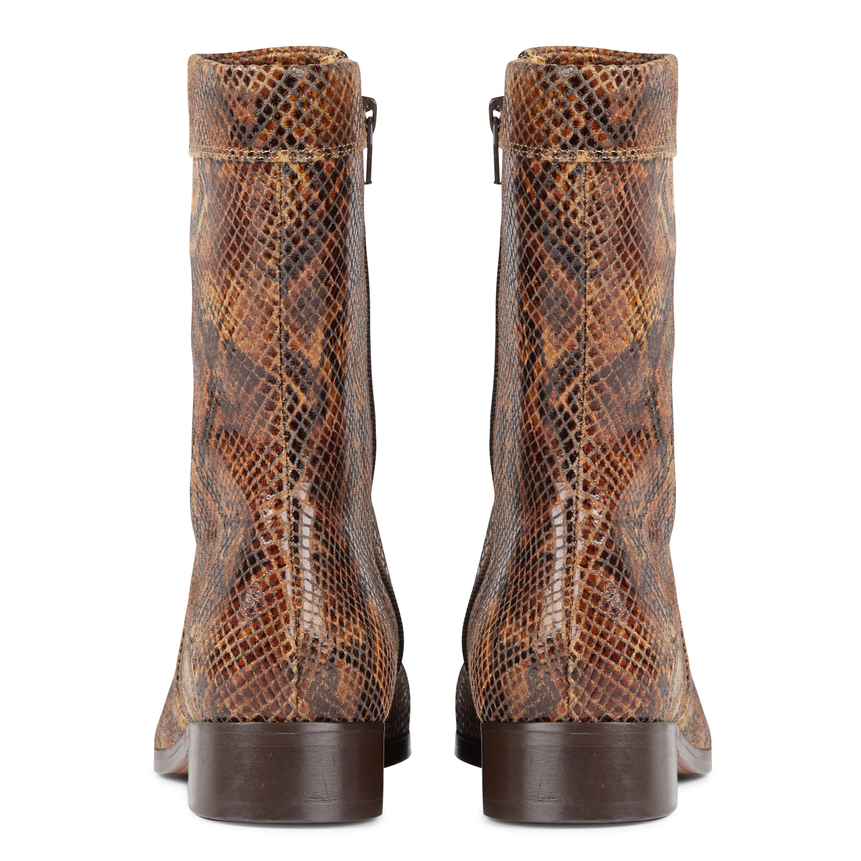 ECAILLE - Bottines en cuir imprimé python | Marron