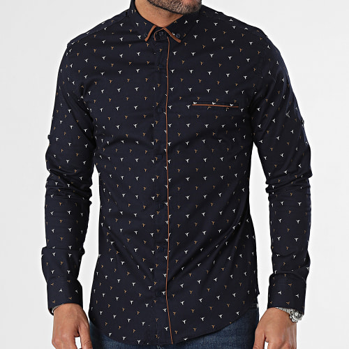 Chemise Manches Longues Bleu Marine