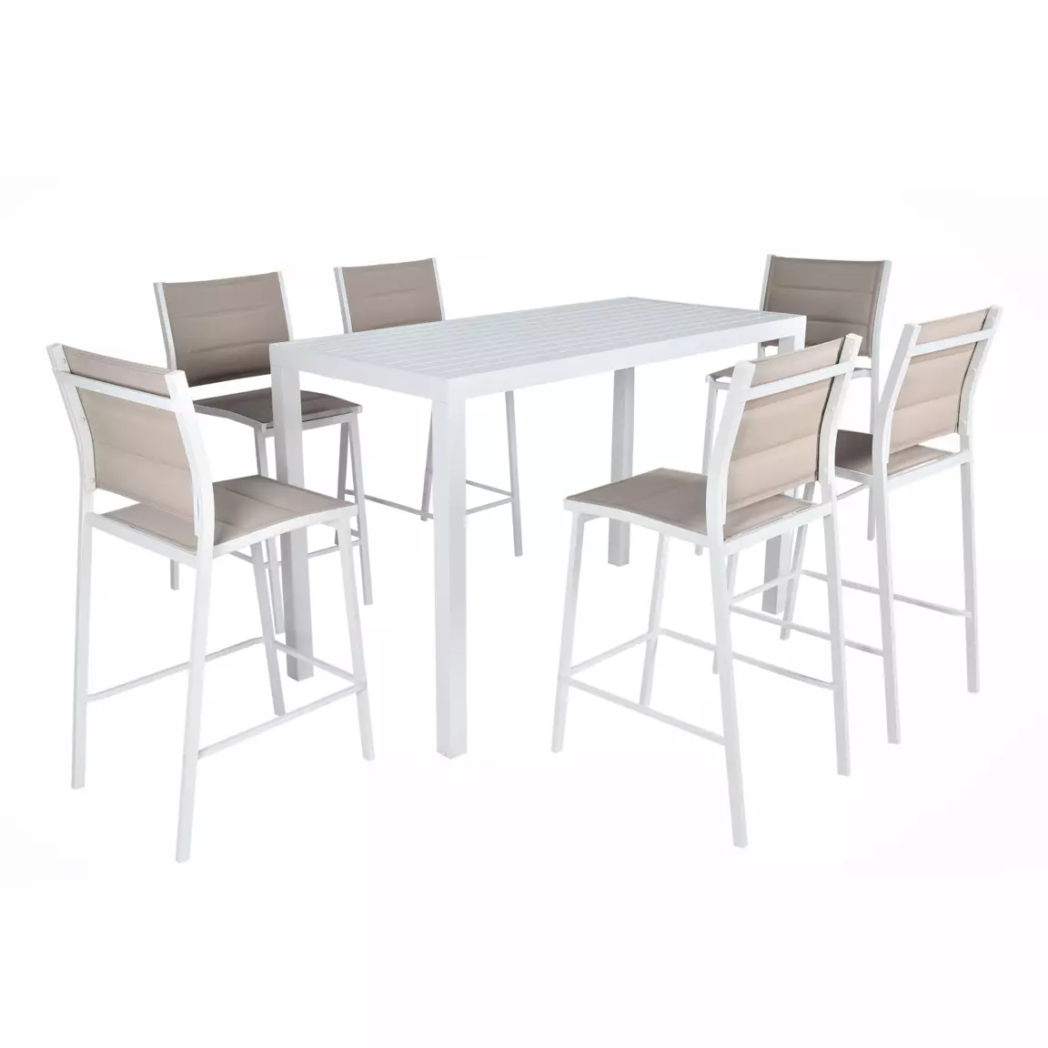 Table de jardin haute en aluminium 6 places (160 x H105 cm) Murano Blanc