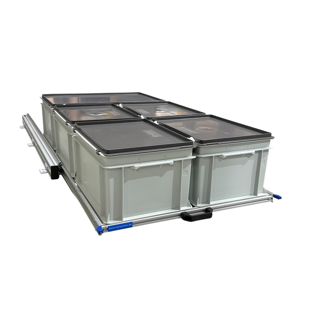 Aluminium 120 x 60 cm schuifframe met 5 gesloten bakken