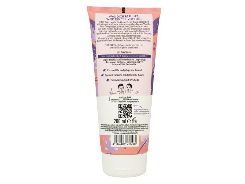 Jean & Len Duschgel 3in1 Feen 200 ml Natürliches Duschmittel für ein samtweiches Hautgefühl