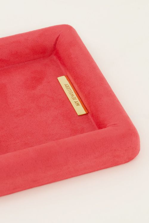 Koraal-roze velvet sieraden tray