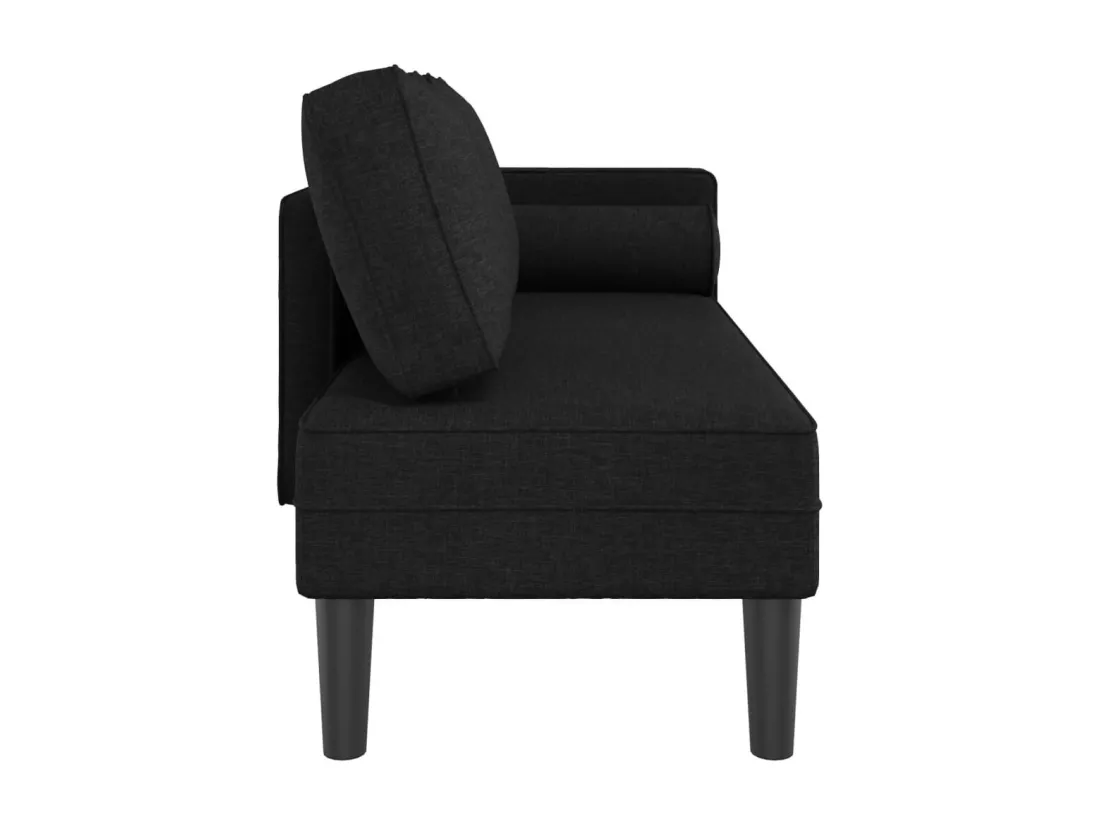 Prolenta Premium - Chaise longue avec coussins noir tissu