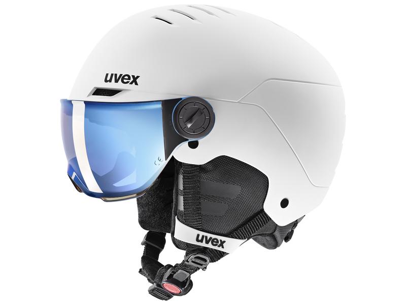 uvex Helm Rocket Jr. Visor White-Black Mat, S Kinderhelm mit Visier