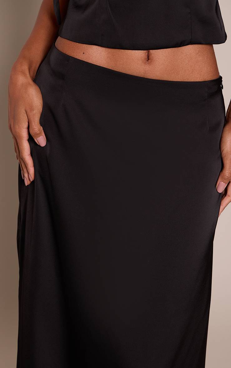 Noir Ensemble Coordonné Jupe Longue En Satin