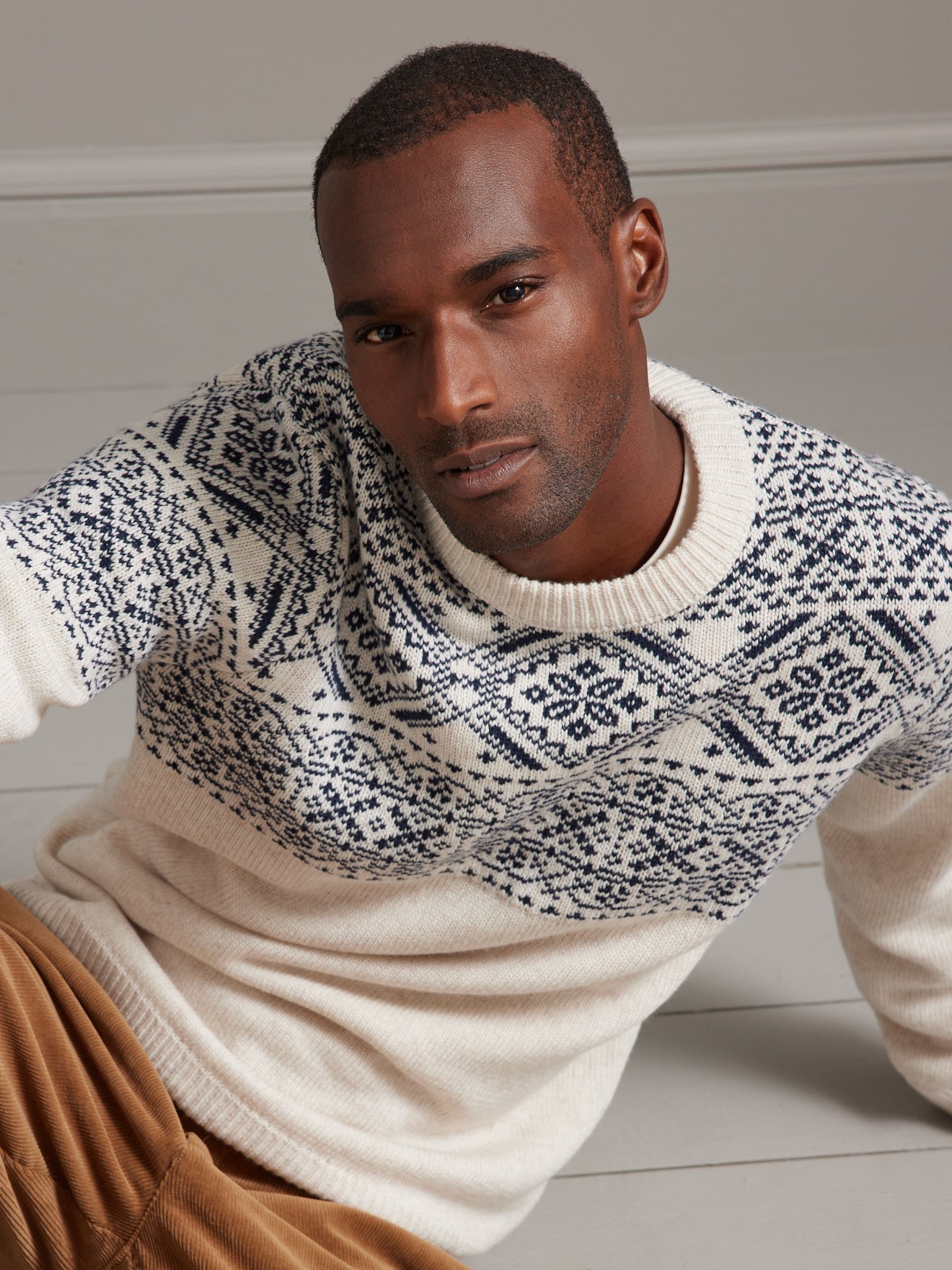 Pull col rond homme - collection jacquard famille