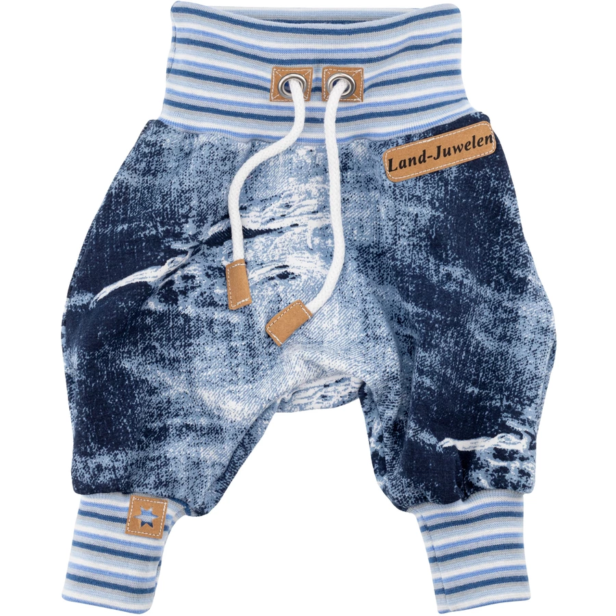 Land Juwelen Hose Handmade blau weiß dunkelblau