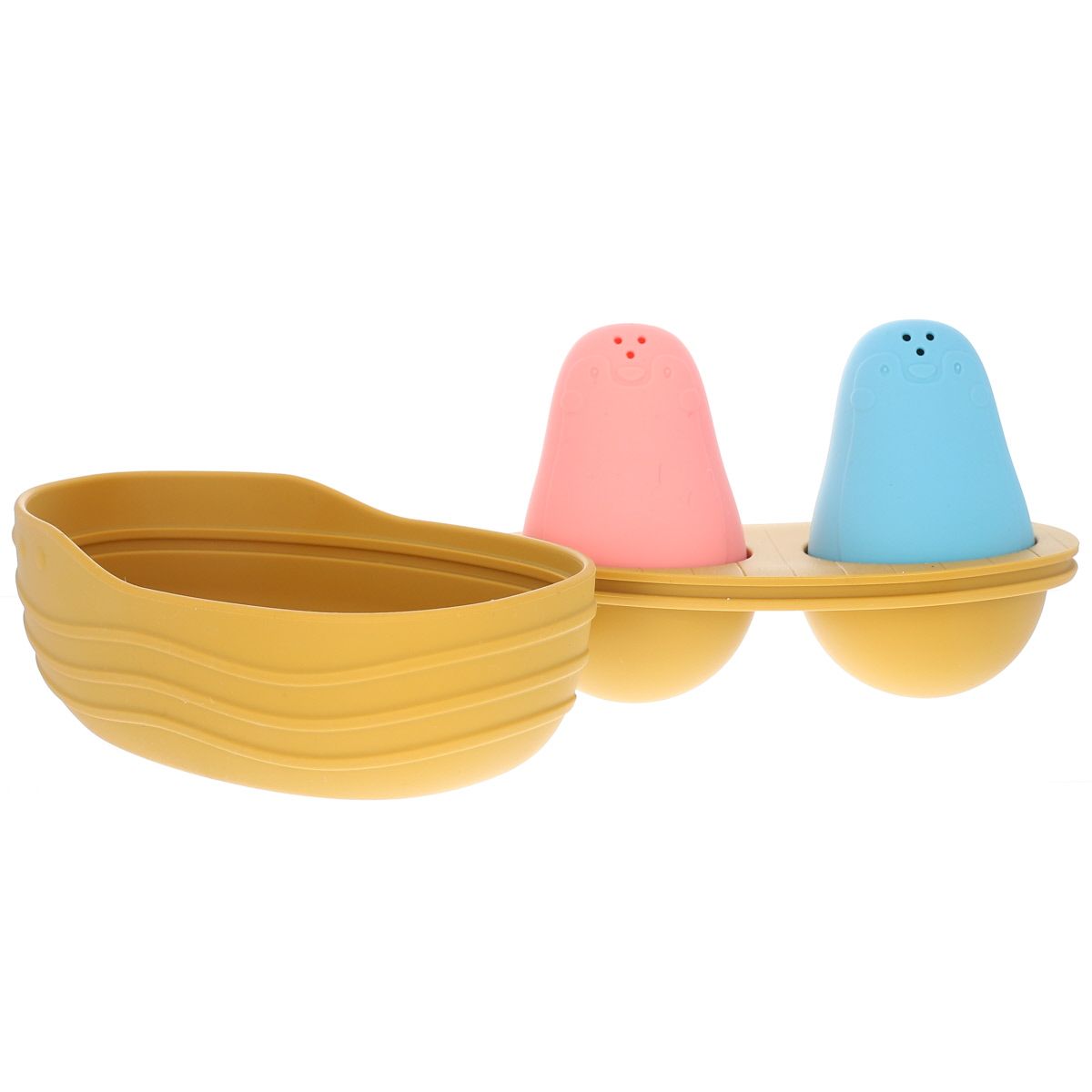 Jeu de bain en silicone bateau et pingouins Amande
