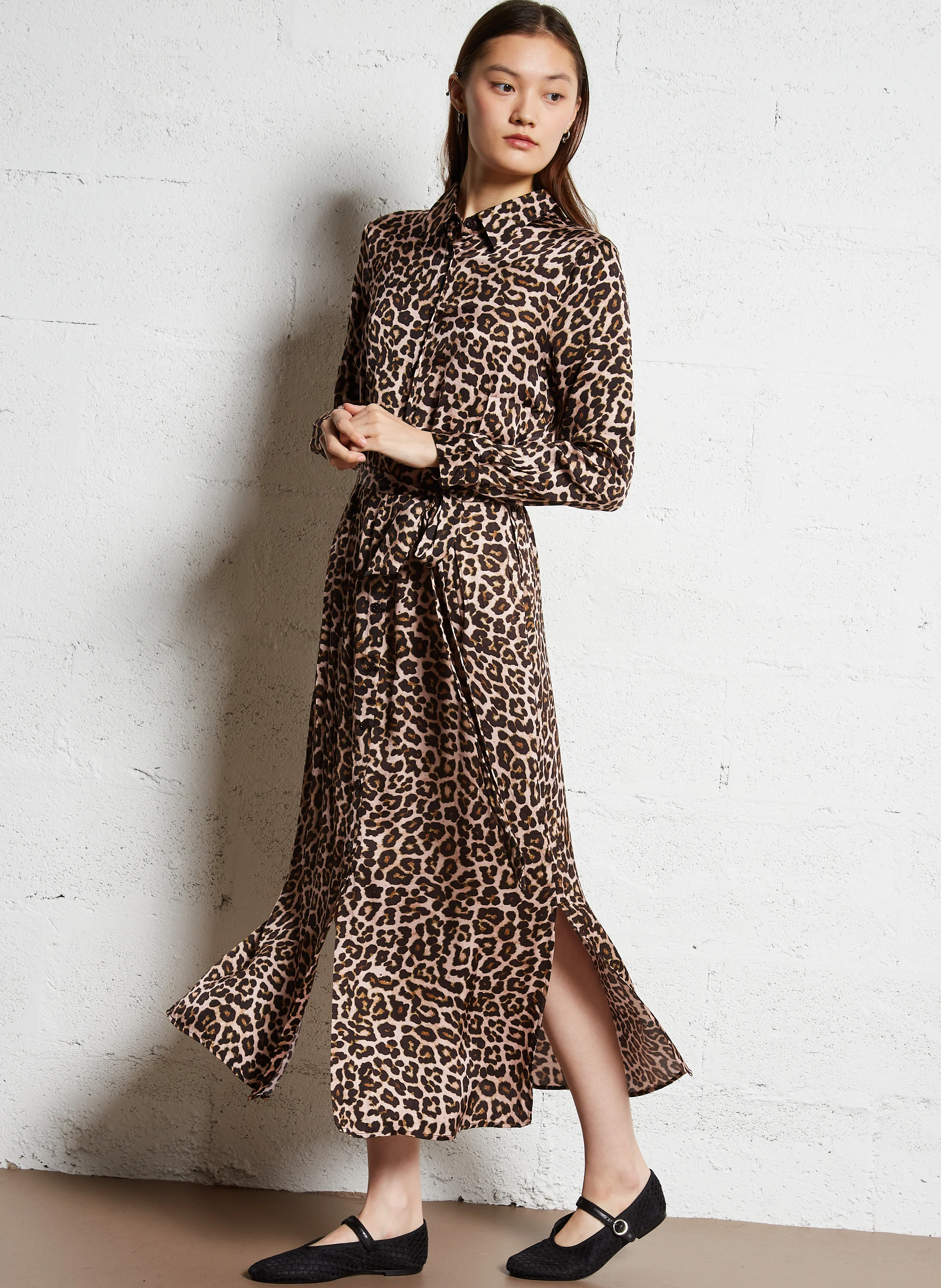 RAMIA - Robe midi col classique| Marron