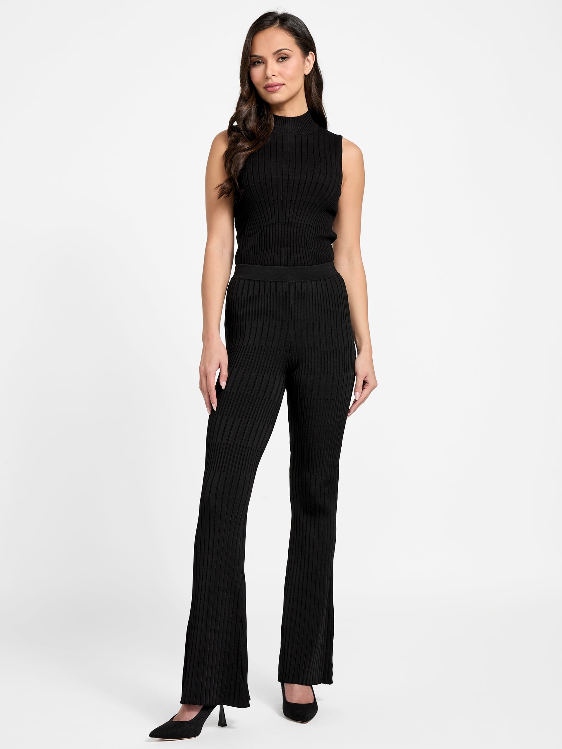 Calça de malha canelada Janet
