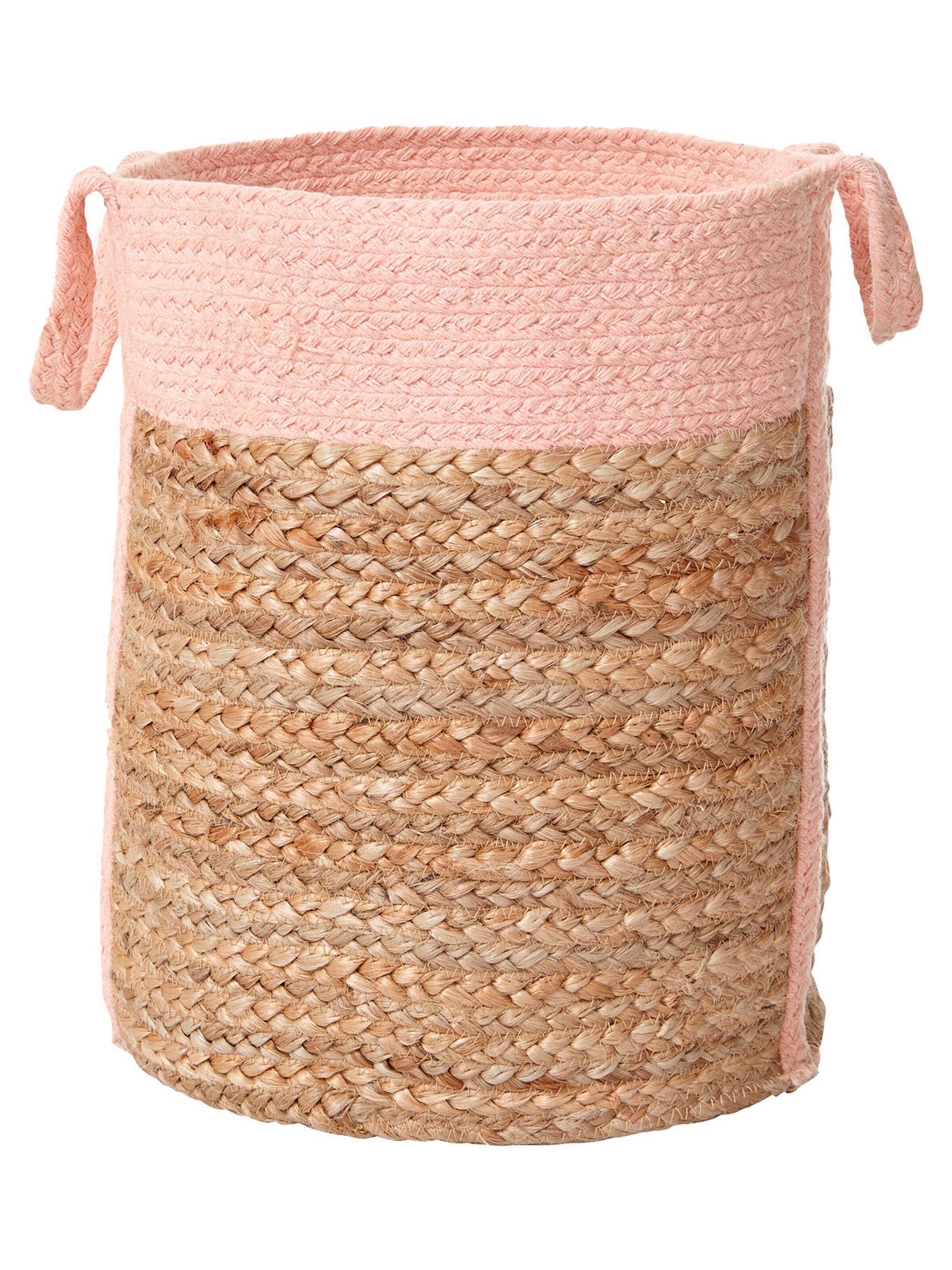 Vertbaudet Kinderzimmer Aufbewahrungskorb CALLA, Jute/Baumwolle natur/rosa