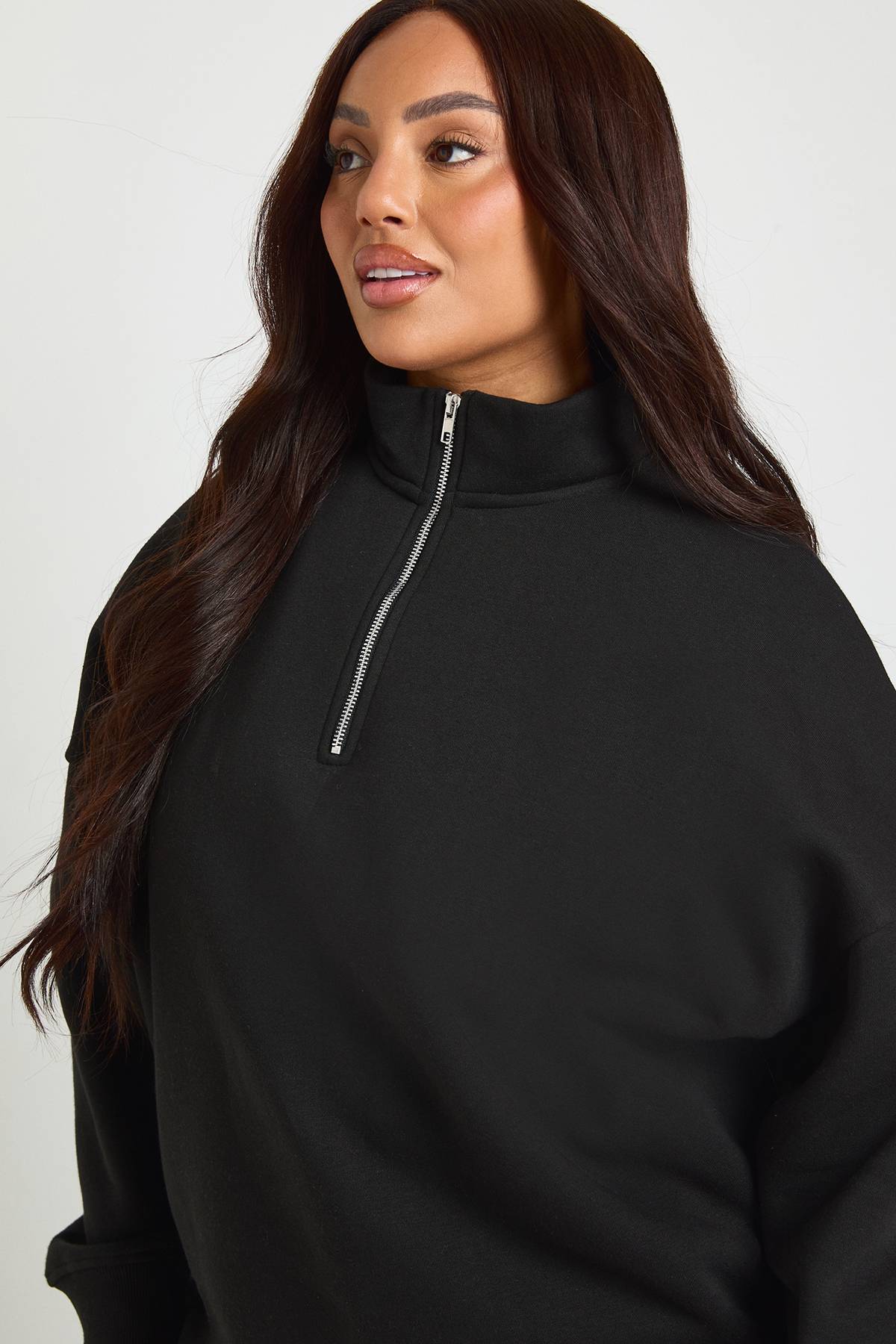 boohoo Sweat-shirt Oversize Grande Taille À Demi-zip