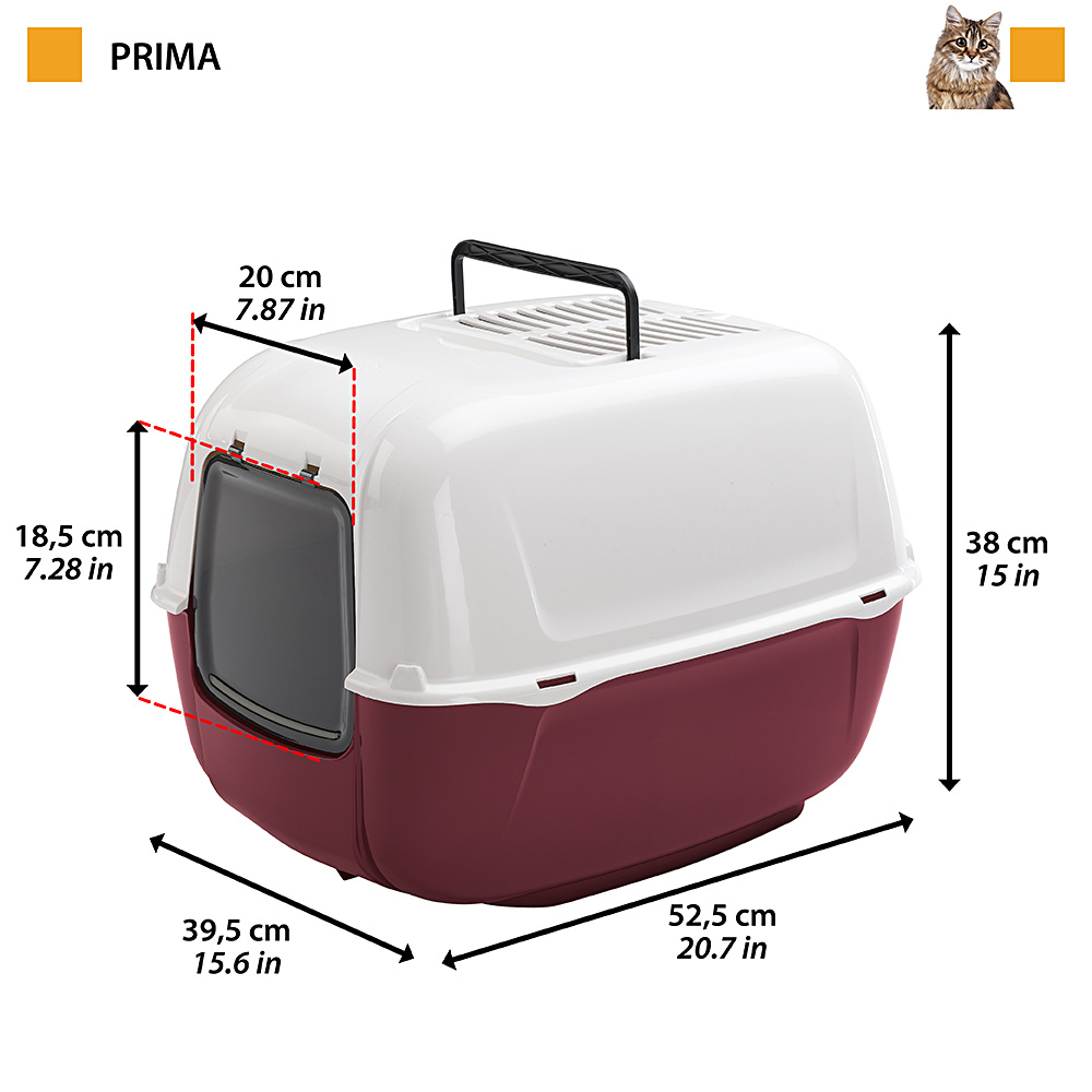Ferplast bac litiere pour chat, maison de toilette pour chat, 2 filtres à charbon actif anti-odeur inclus, porte battante