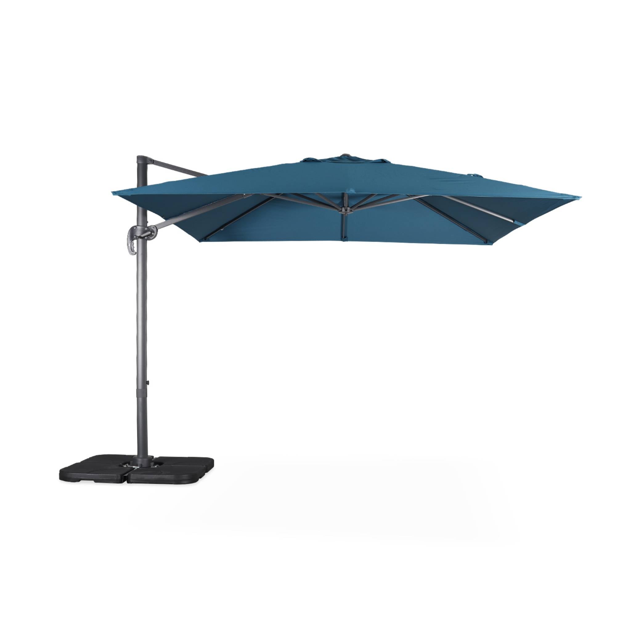sweeek - Vierkante offset parasol 3x3m + set van 4 verzwaarde tegels