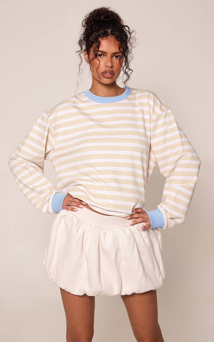 Crème Jupe-short Mini Bouffante En Molleton Doublé