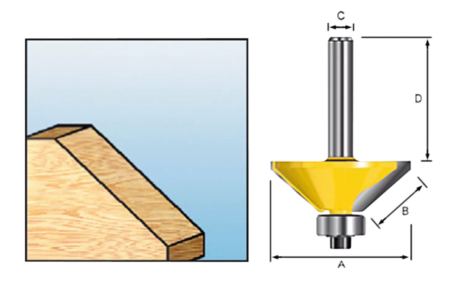 Makita D-09488 Fasefrees met kogellager - 45° - 26mm - 6mm