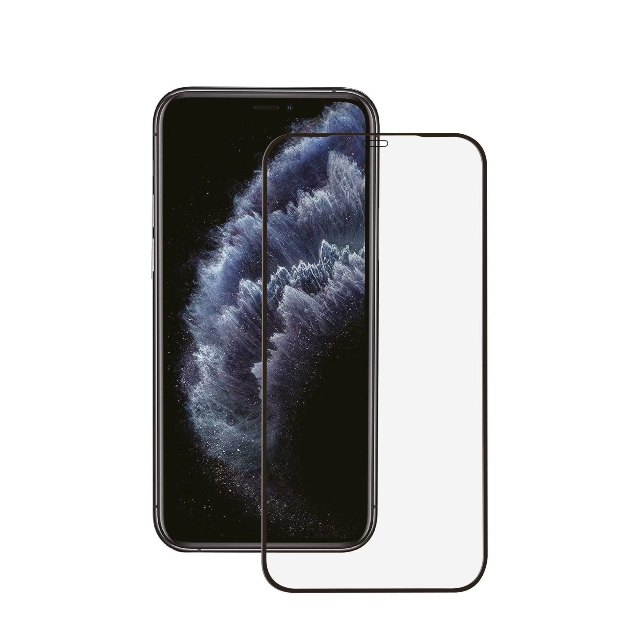 iPhone 12 / iPhone 12 Pro Full-Screen Vollbild Panzer Glas mit Rahmen   Montagerahmen (62137)
