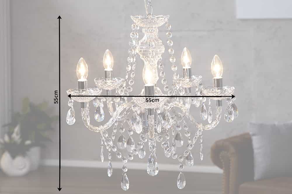 Eleganter Kronleuchter CRYSTAL 55cm klar Acryl 5-armig Lüster