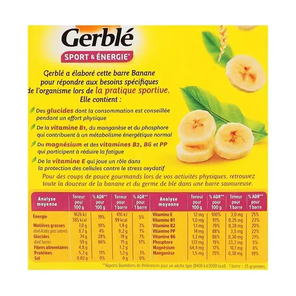 Barras de Banana Gerblé Sport 6 x 25g