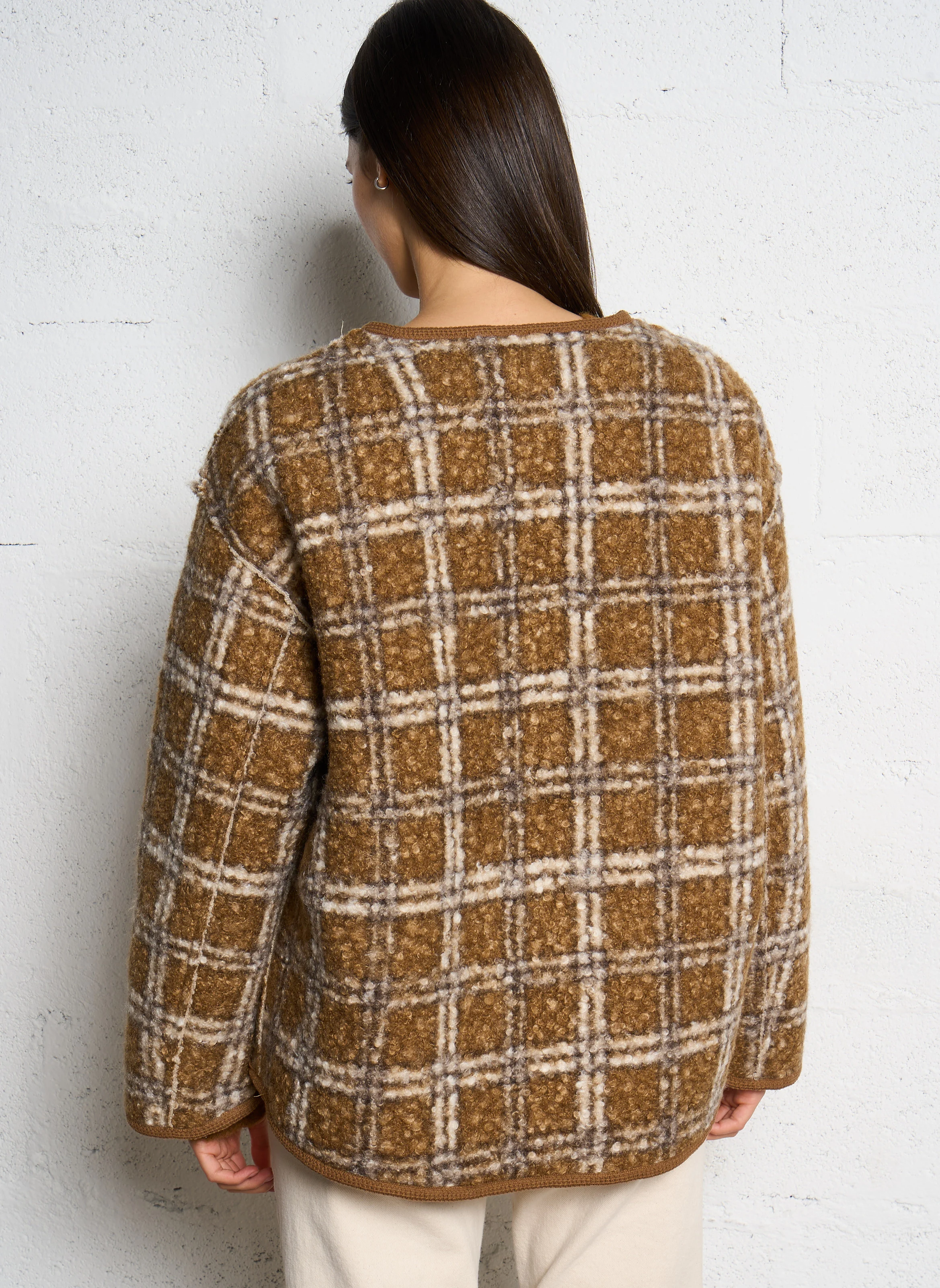 Veste ample à carreaux | Marron