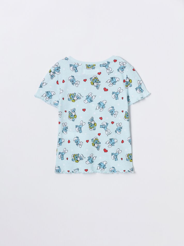 Conjunto de pijama canelado Smurfs IMPS - Azul claro