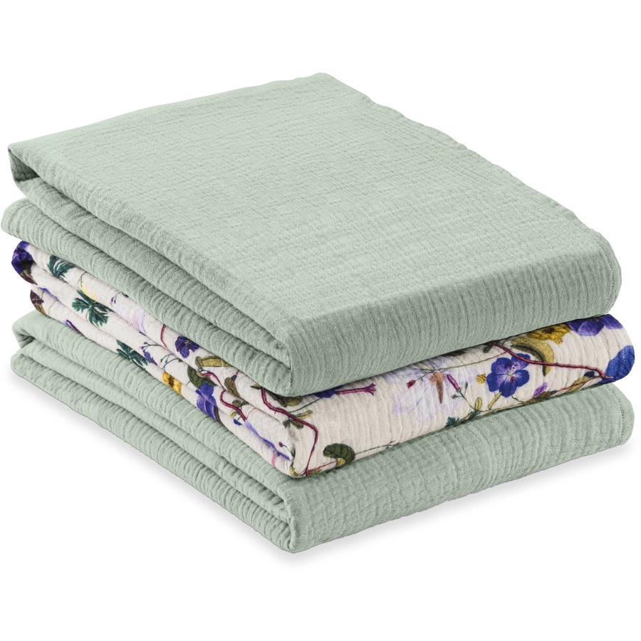 hauck Spucktücher Cuddle N Clean 3er Set SageBeige Floral