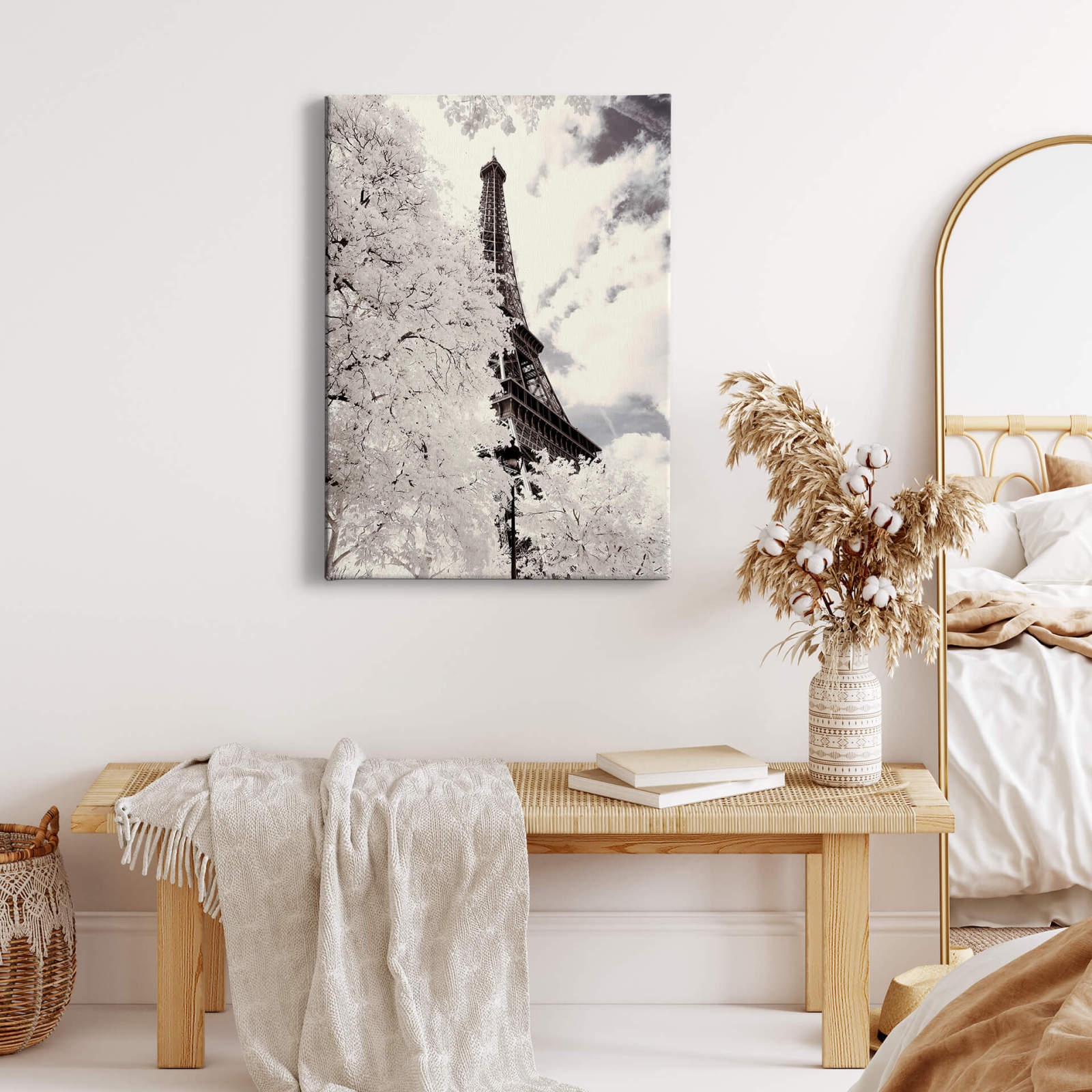 Leinwandbild VERSCHNEITES PARIS - weiß-grau - 50x70 cm