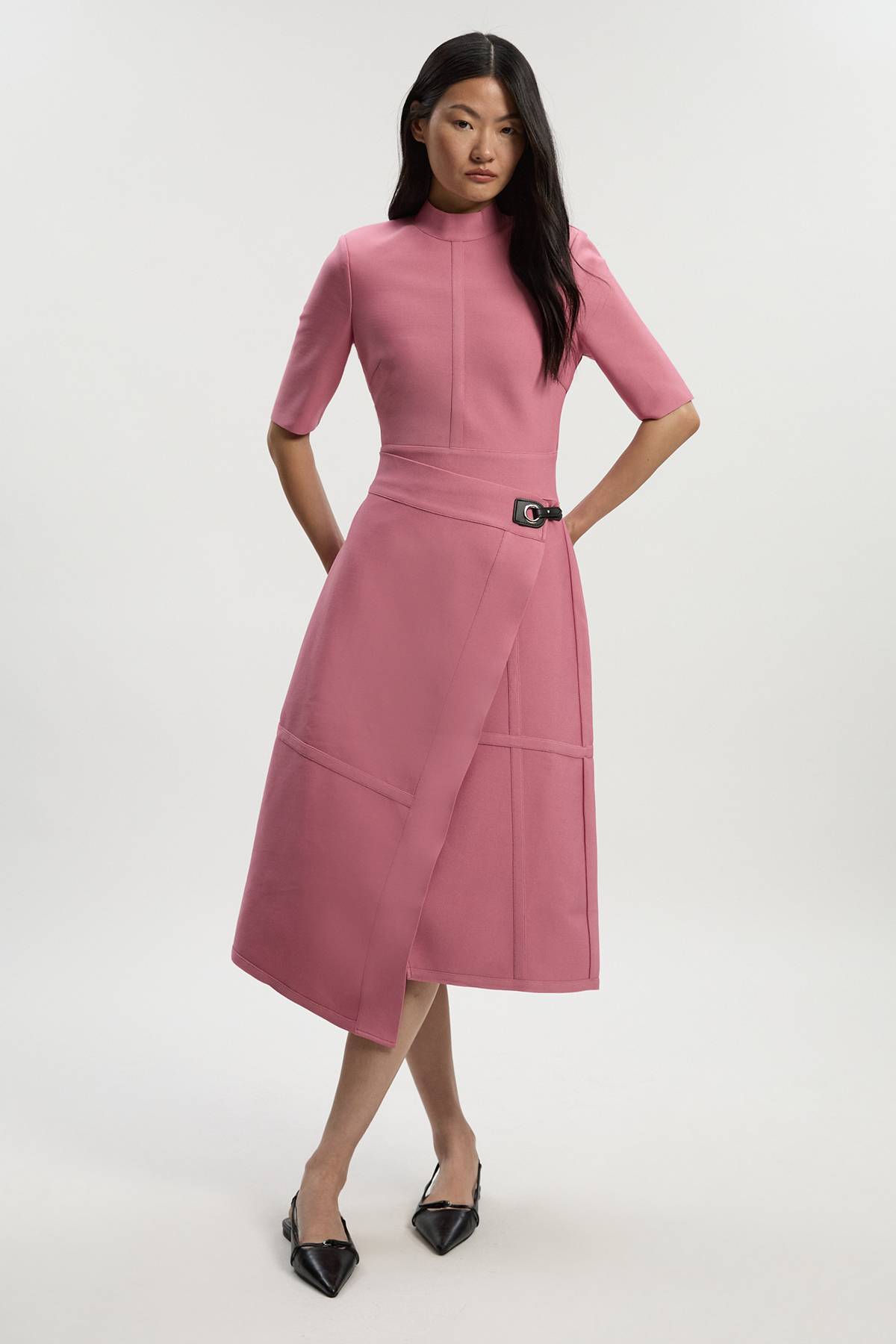 KarenMillen Robe Mi-Longue Tricot Asymétrique Bandage Silhouette Petite