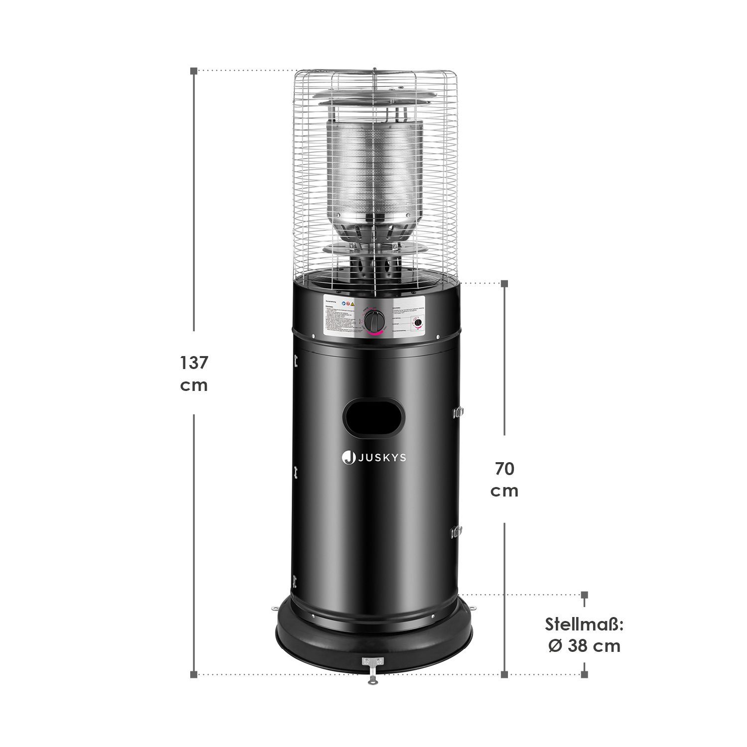 Juskys Outdoor Heizstrahler Cuna mit 11 kW Gas-Brenner, Heizpilz für Terrasse, Balkon und Garten