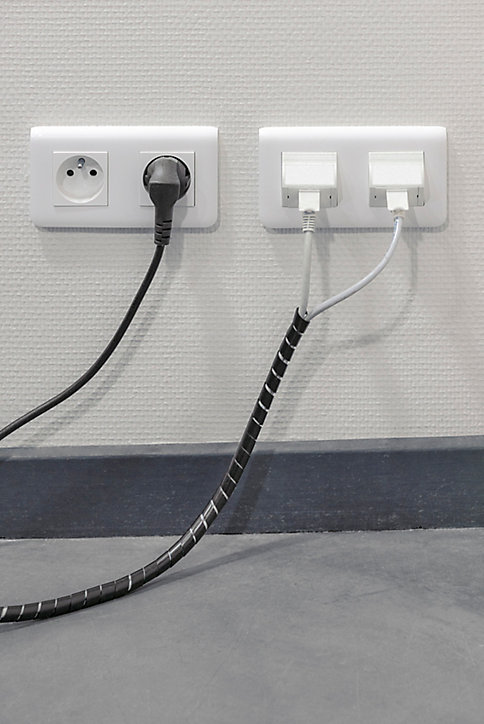 Gaine range-câbles en spirale Diall noir ø 9 à 80 mm x 2,5 m