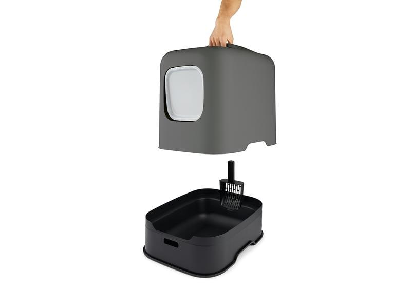 Rotho Katzentoilette Biala, Anthrazit Katzenklo aus recyceltem Kunststoff